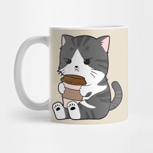 Tabby Cat Drinking Coffee Mug